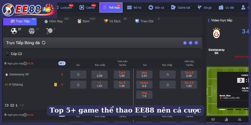 Top 5+ game thể thao EE88 nên cá cược